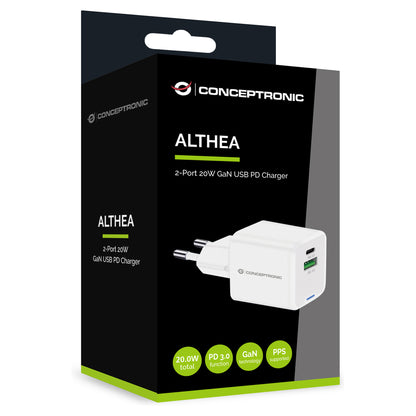 CONCEPTRONIC Ladegerät 2Port GaN USB-C/-A 20WPD3.0/PPS ws