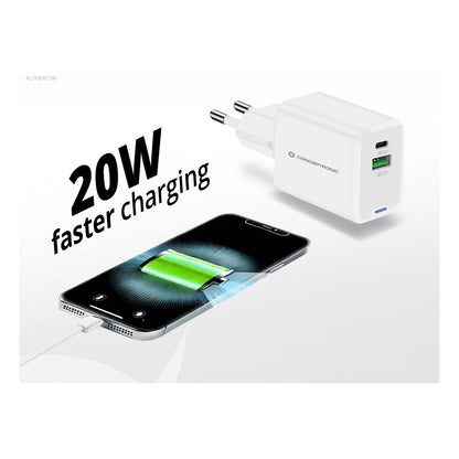 CONCEPTRONIC Ladegerät 2Port GaN USB-C/-A 20WPD3.0/PPS ws