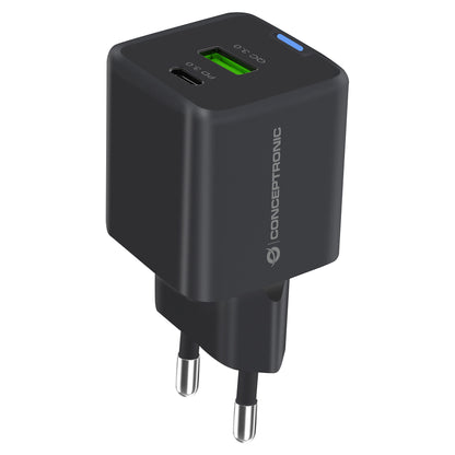 CONCEPTRONIC Ladegerät 2Port GaN USB-C/-A 20WPD3.0/PPS sw