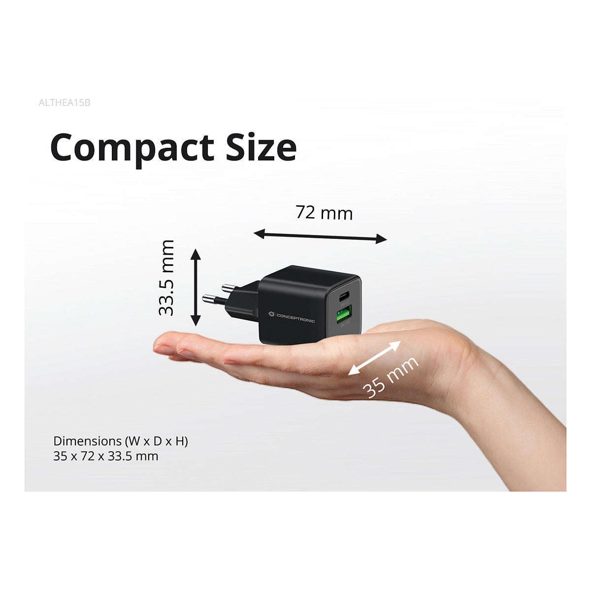 CONCEPTRONIC Ladegerät 2Port GaN USB-C/-A 20WPD3.0/PPS sw