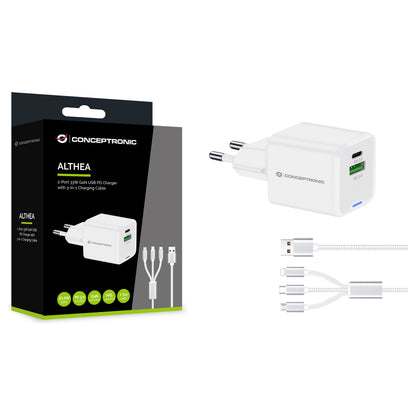 CONCEPTRONIC Ladegerät 2Port GaN 3-in-1 33WPD3.0/PPS ws