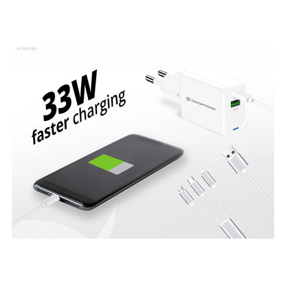 CONCEPTRONIC Ladegerät 2Port GaN 3-in-1 33WPD3.0/PPS ws
