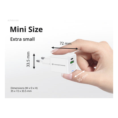 CONCEPTRONIC Ladegerät 2Port GaN 3-in-1 33WPD3.0/PPS ws