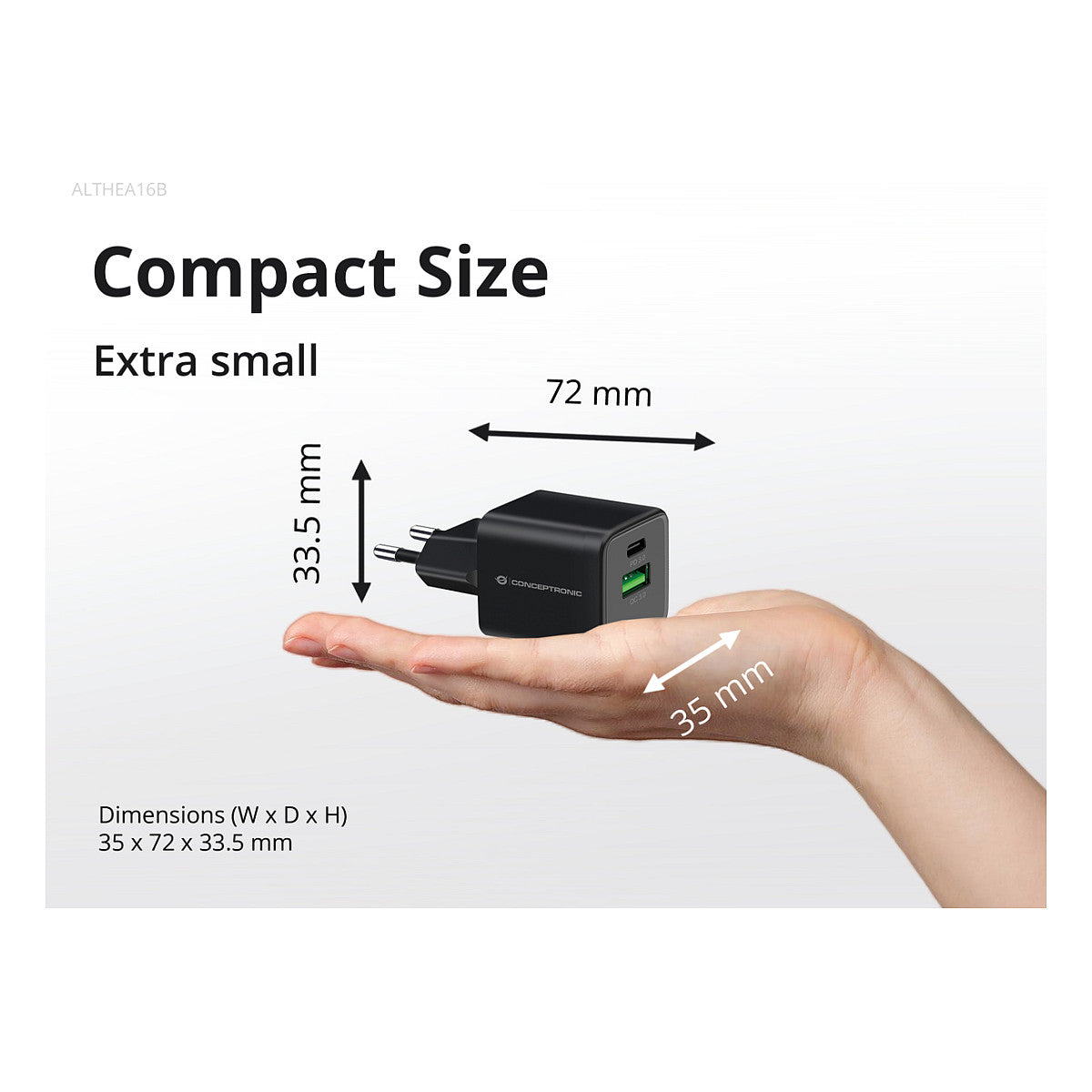 CONCEPTRONIC Ladegerät 2Port GaN 3-in-1 33WPD3.0/PPS sw