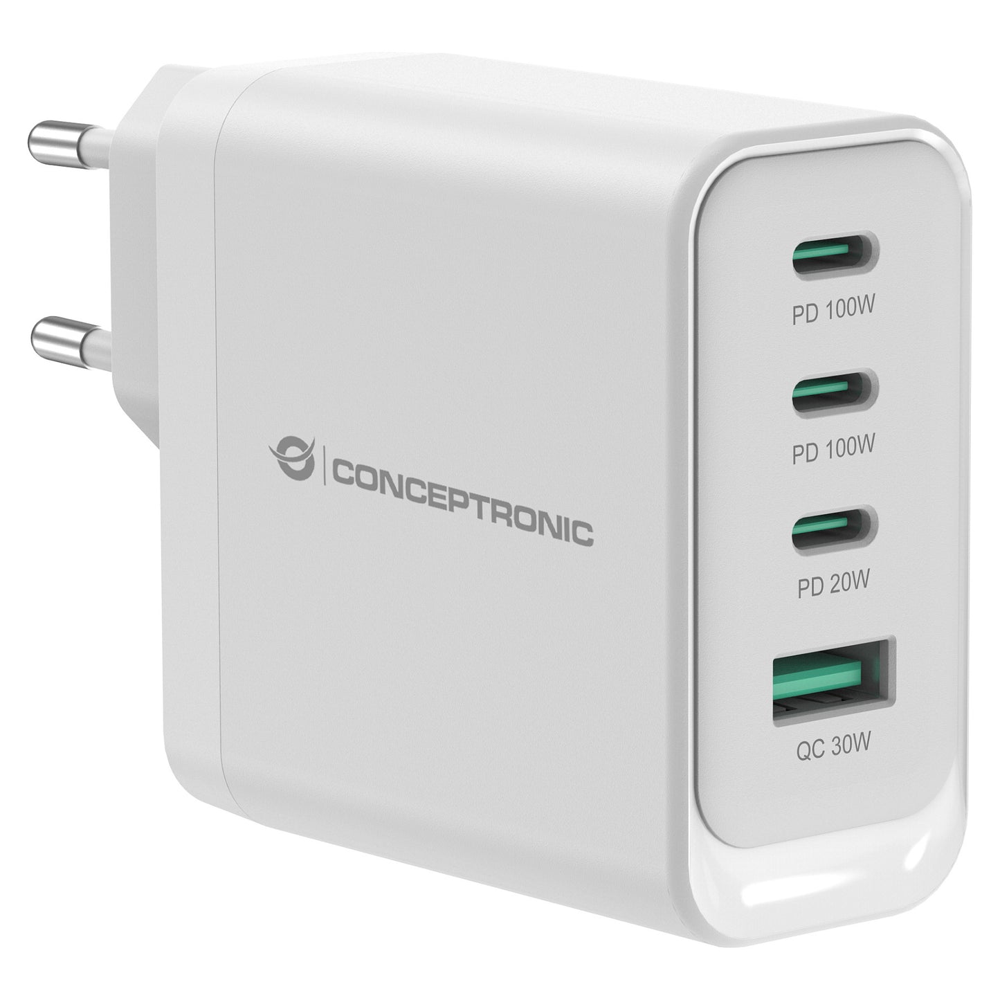 CONCEPTRONIC Ladegerät 4Port GaN 3xUSB-C/1xA100WPD3.0/PPS ws