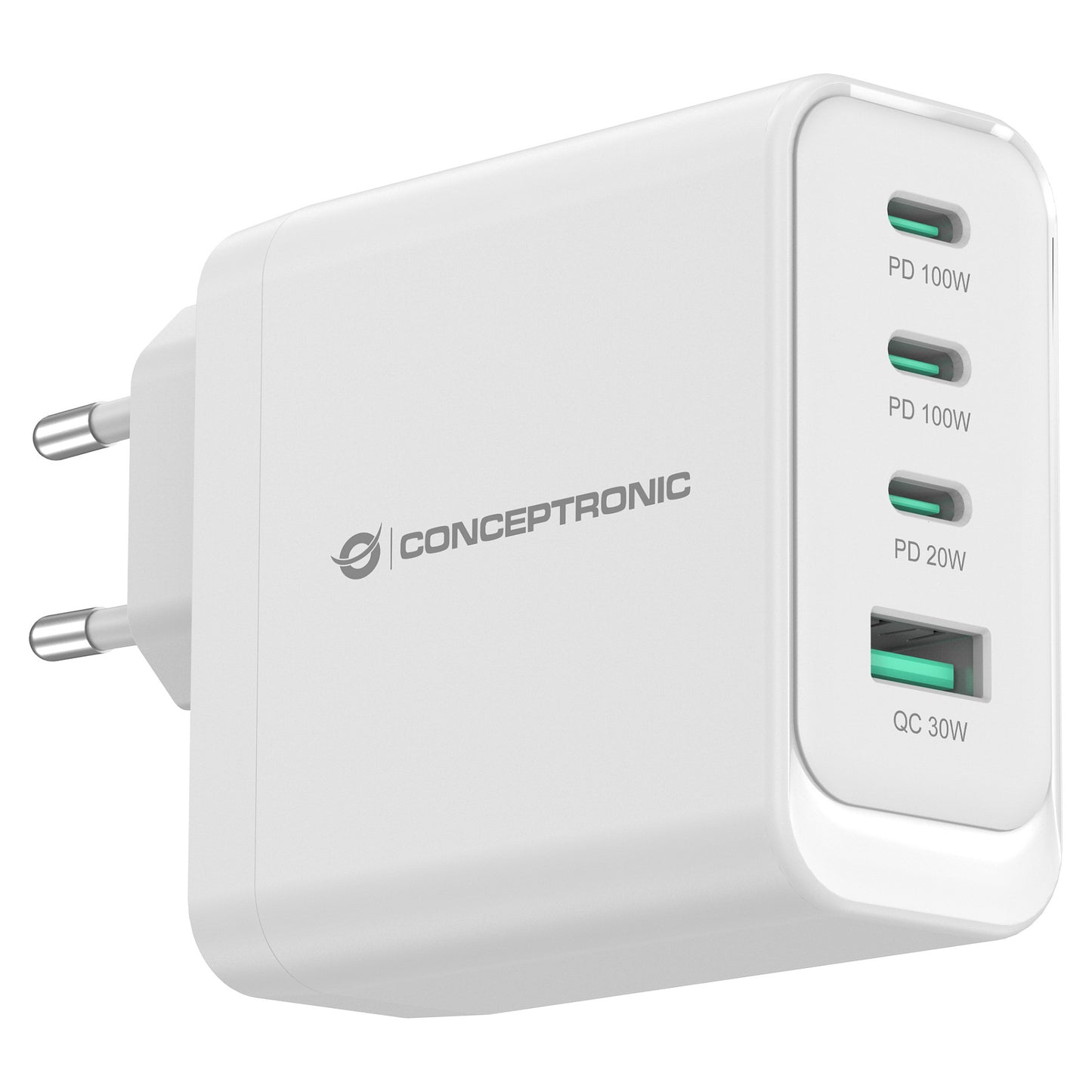CONCEPTRONIC Ladegerät 4Port GaN 3xUSB-C/1xA100WPD3.0/PPS ws