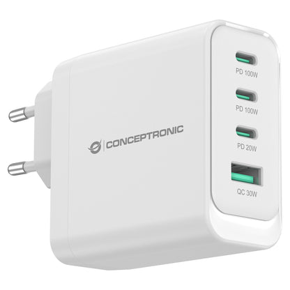 CONCEPTRONIC Ladegerät 4Port GaN 3xUSB-C/1xA100WPD3.0/PPS ws
