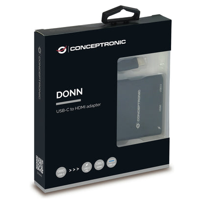 CONCEPTRONIC 3-1 Dock USB-C->HDMI/USB-A/60WPD 15cm sw