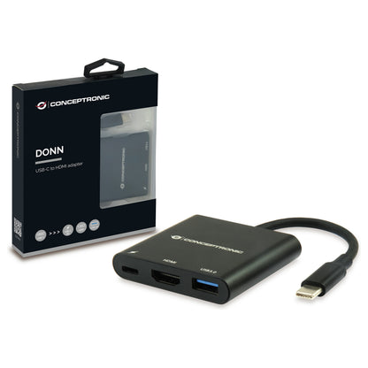 CONCEPTRONIC 3-1 Dock USB-C->HDMI/USB-A/60WPD 15cm sw