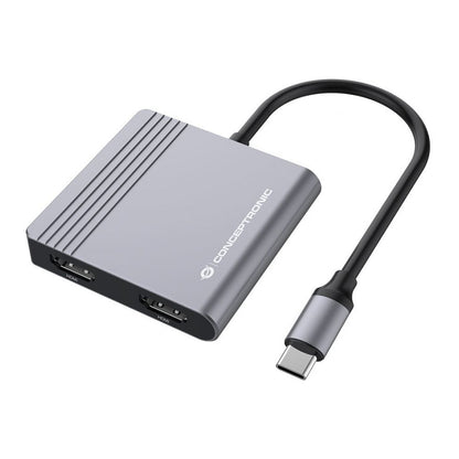 CONCEPTRONIC 4-1 Dock USB-C->2xHDMI/USB-A/100WPD 25cm gr