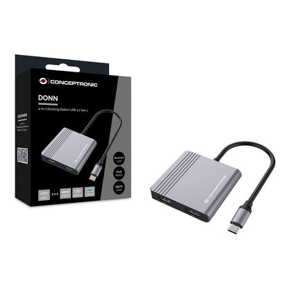 CONCEPTRONIC 4-1 Dock USB-C->2xHDMI/USB-A/100WPD 25cm gr