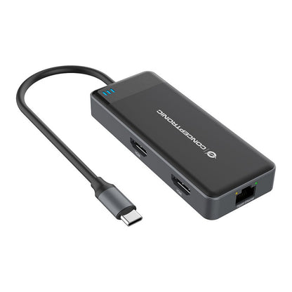 CONCEPTRONIC 7-1 Dock USB-C->2xHDMI/3xUSB-A/GbE/+ 25cm gr