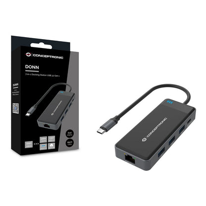 CONCEPTRONIC 7-1 Dock USB-C->2xHDMI/3xUSB-A/GbE/+ 25cm gr