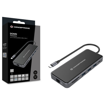 CONCEPTRONIC 12-1 Dock USB-C->2xHDMI/3xUSB-A/AUX/+ 25cm gr