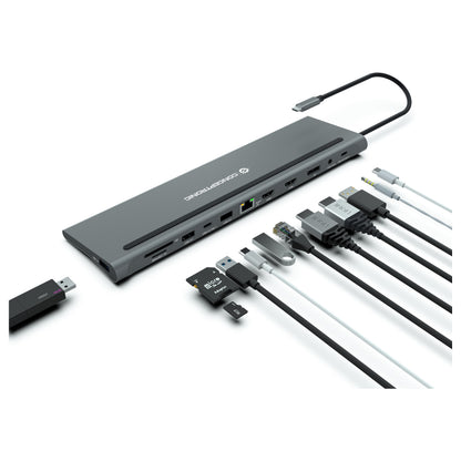 CONCEPTRONIC 12-1 Dock USB-C->2xHDMI/3xUSB-A/DP/+ 18cm gr