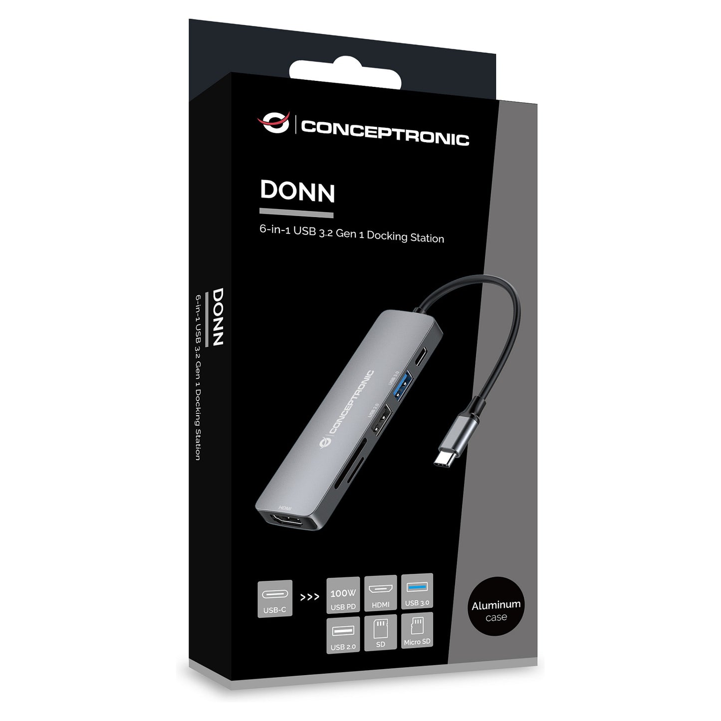 CONCEPTRONIC 6-1 Dock USB-C->HDMI/2xUSB-A/SD/TF/+ 15cm gr