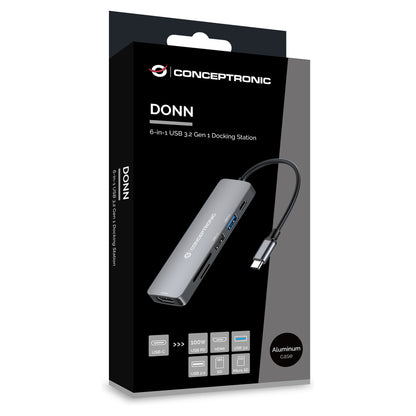 CONCEPTRONIC 6-1 Dock USB-C->HDMI/2xUSB-A/SD/TF/+ 15cm gr