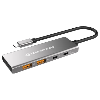 CONCEPTRONIC 4-1 Dock USB-C->2xUSB-C/2xUSB-A/100WPD 25cm gr