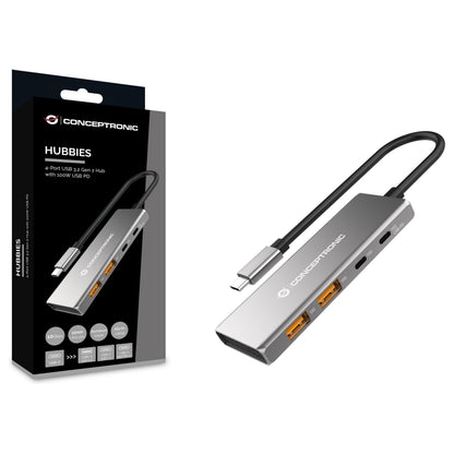 CONCEPTRONIC 4-1 Dock USB-C->2xUSB-C/2xUSB-A/100WPD 25cm gr