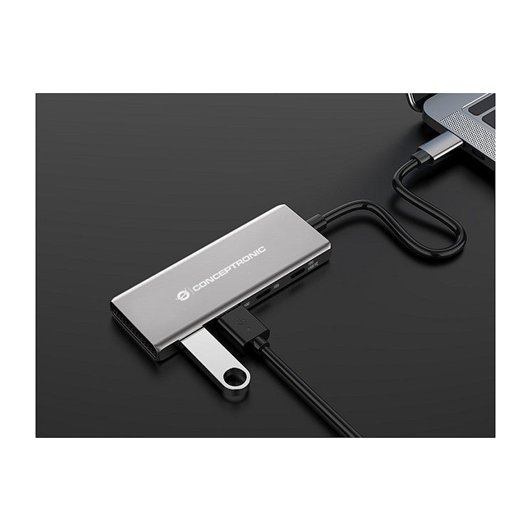 CONCEPTRONIC 4-1 Dock USB-C->2xUSB-C/2xUSB-A/100WPD 25cm gr