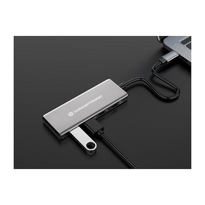CONCEPTRONIC 4-1 Dock USB-C->2xUSB-C/2xUSB-A/100WPD 25cm gr
