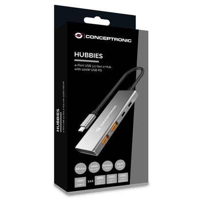 CONCEPTRONIC 4-1 Dock USB-C->2xUSB-C/2xUSB-A/100WPD 25cm gr