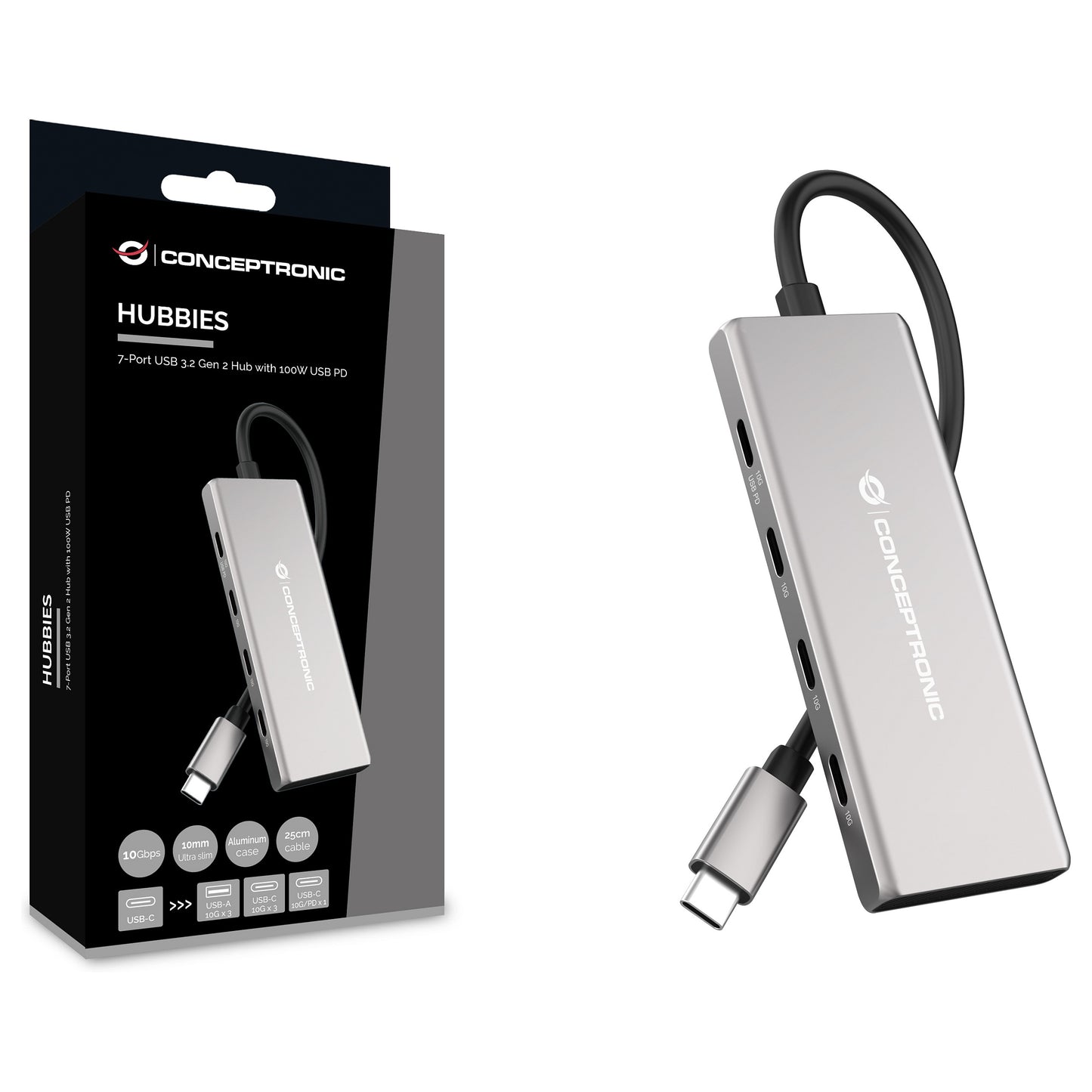 CONCEPTRONIC 7-1 Dock USB-C->3xUSB-C/3xUSB-A/+ 25cm gr
