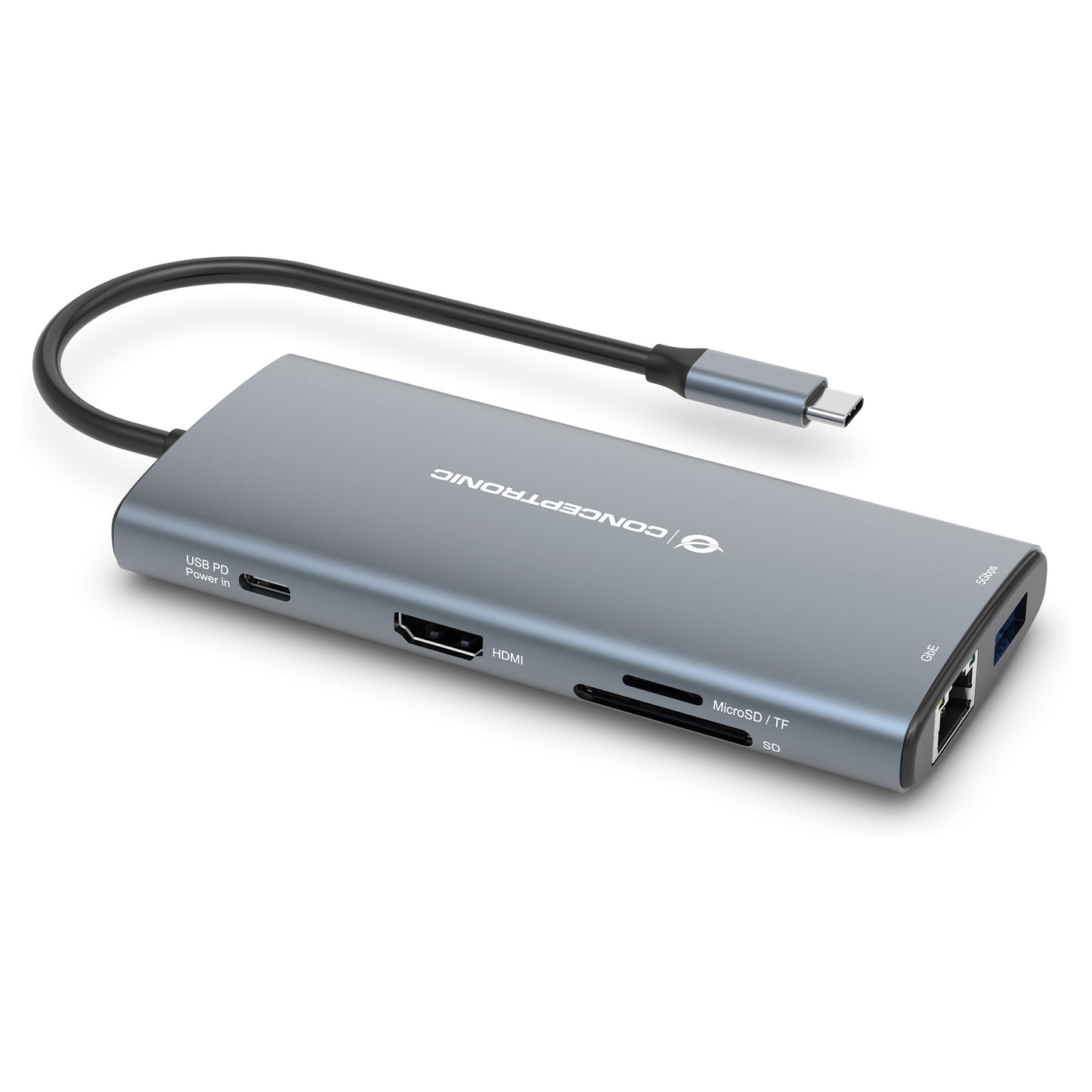 CONCEPTRONIC 10-1 Dock USB-C->HDMI/2xUSB-C/3xUSB-A/+ 20cm gr