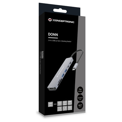 CONCEPTRONIC 7-1 Dock USB-C->HDMI/USB-C/2xUSB-A/+ 25cm gr