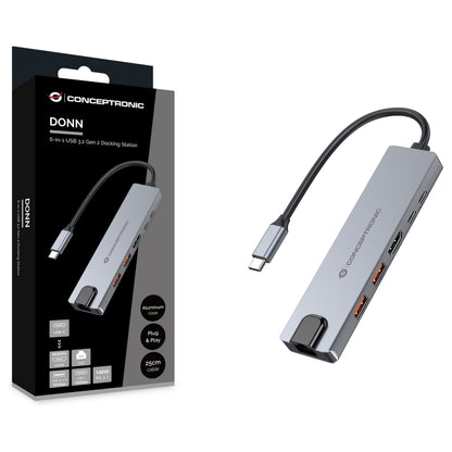 CONCEPTRONIC 6-1 Dock USB-C->HDMI/2xUSB-A/USB-C/+ 25cm si