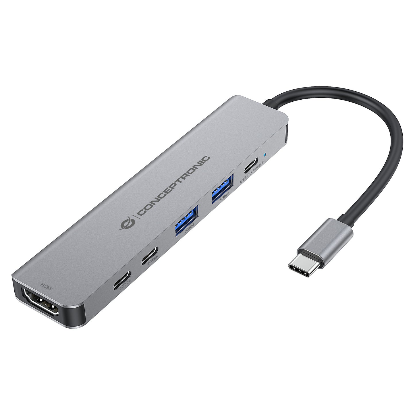 CONCEPTRONIC 6-1 Dock USB-C->HDMI/2xUSB-A/2xUSB-C/+ 25cm gr