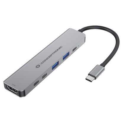 CONCEPTRONIC 6-1 Dock USB-C->HDMI/2xUSB-A/2xUSB-C/+ 25cm gr