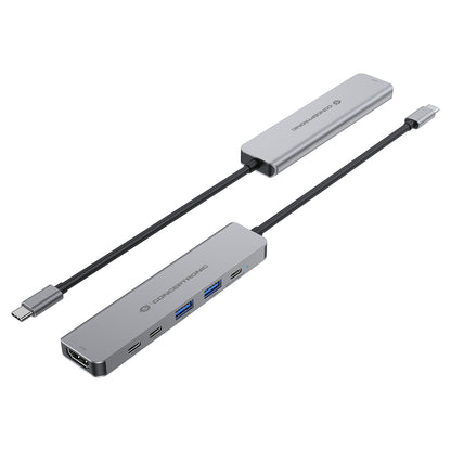 CONCEPTRONIC 6-1 Dock USB-C->HDMI/2xUSB-A/2xUSB-C/+ 25cm gr