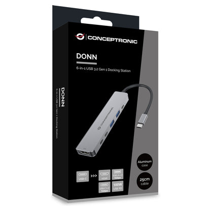 CONCEPTRONIC 6-1 Dock USB-C->HDMI/2xUSB-A/2xUSB-C/+ 25cm gr