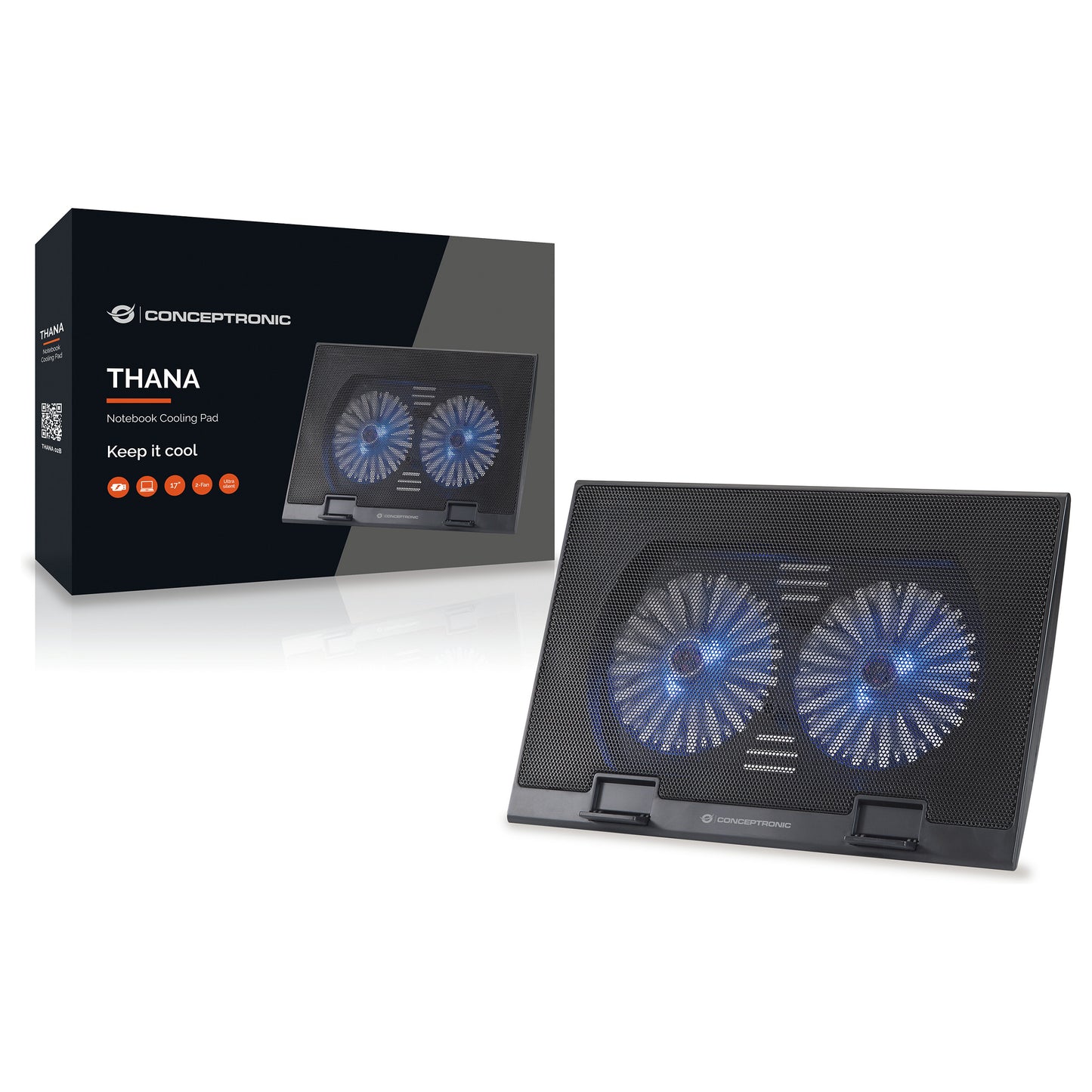 CONCEPTRONIC 2-Fan USB-A2.0 Laptop-Kühlpad 30Kg 17" sw