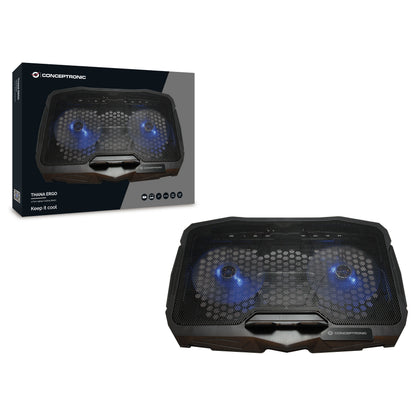CONCEPTRONIC 2-Fan USB-A2.0 Laptop-Kühlpad 7Kg ERGO 17" sw