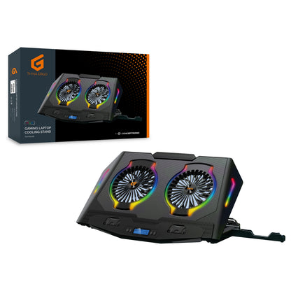 CONCEPTRONIC 2-Fan USB-A2.0 Laptop-Kühlpad 40Kg RGB 17" sw