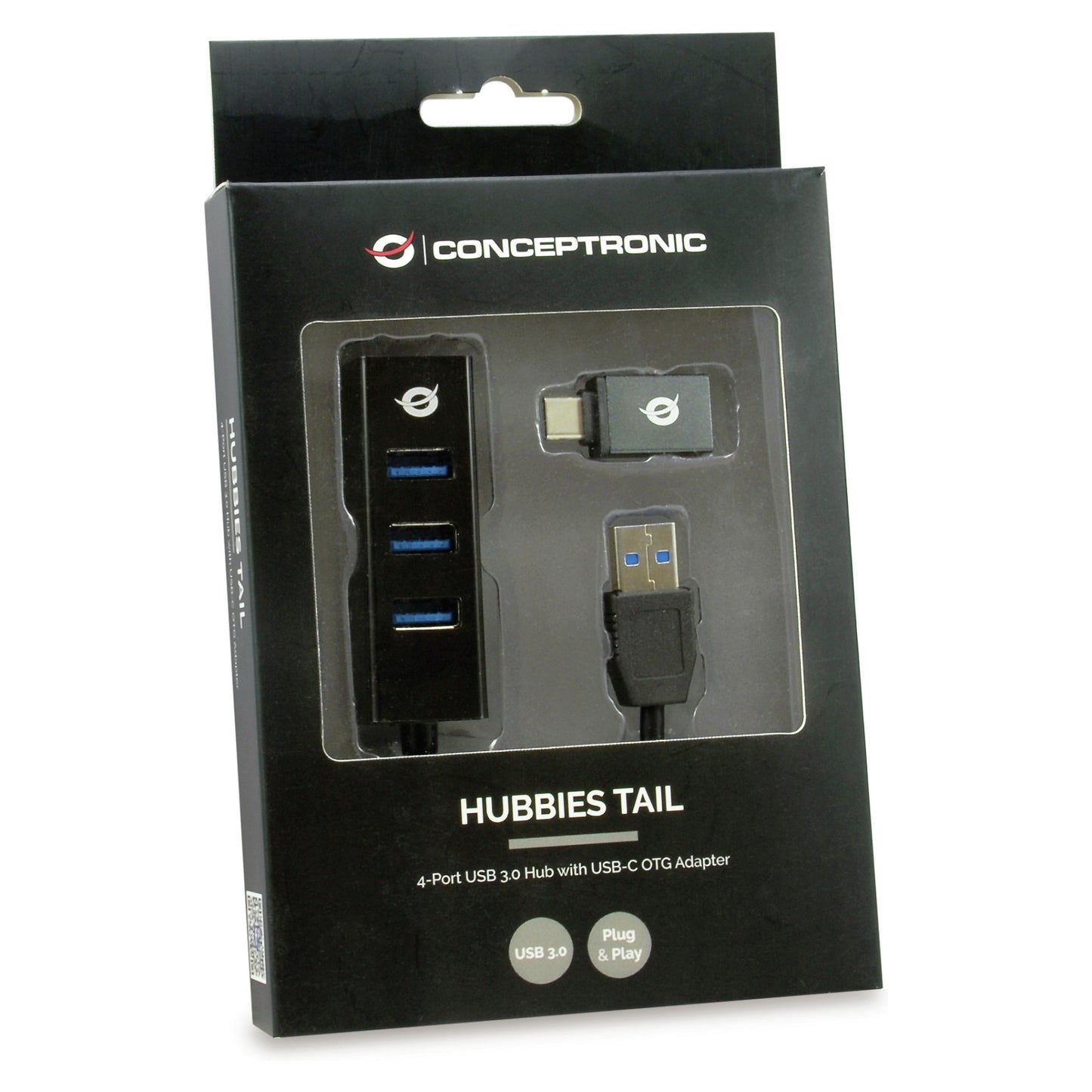CONCEPTRONIC 4-Port Hub USB-A3.0/-C Adap.->4xA3.0 o.Netz. sw