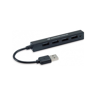 CONCEPTRONIC 4-Port Hub USB-A2.0->4xA2.0 schlank o.Netz. sw