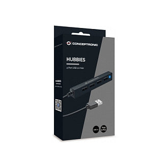 CONCEPTRONIC 4-Port Hub USB-A2.0->4xA2.0 schlank o.Netz. sw