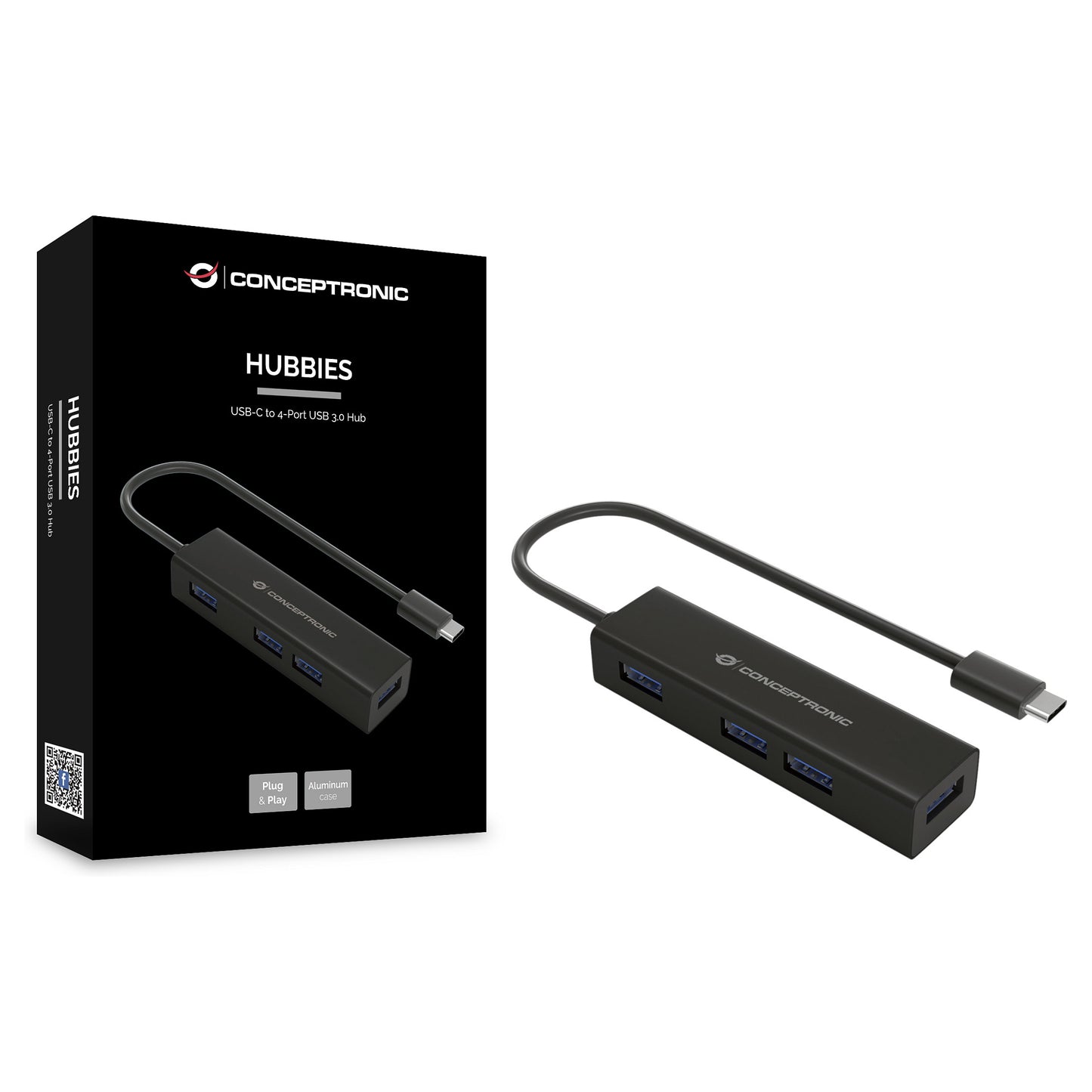 CONCEPTRONIC 4-Port Hub USB-C3.2Gen1->4xA3.0 o.Netz. sw