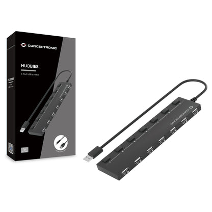 CONCEPTRONIC 7-Port Hub USB-A2.0->7xA2.0/DC o.Netz. sw