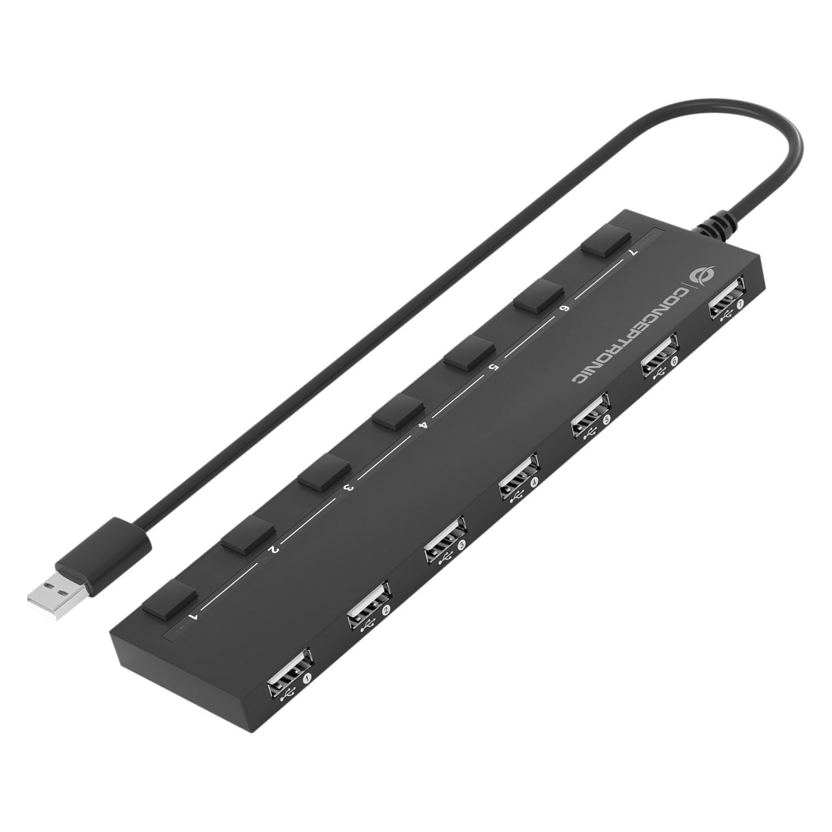 CONCEPTRONIC 7-Port Hub USB-A2.0->7xA2.0/DC m.Netz. sw