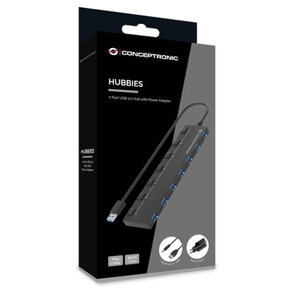 CONCEPTRONIC 7-Port Hub USB-A3.0->7xA3.2Gen1/DC m.Netz. sw