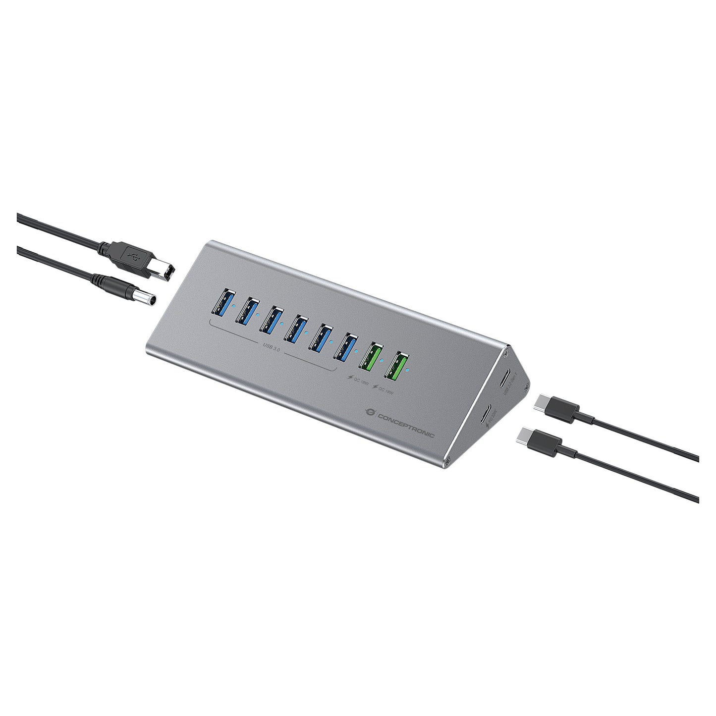 CONCEPTRONIC10-Port Hub USB-A3.0/-C Adap.->6xA3.0+m.Netz. gr