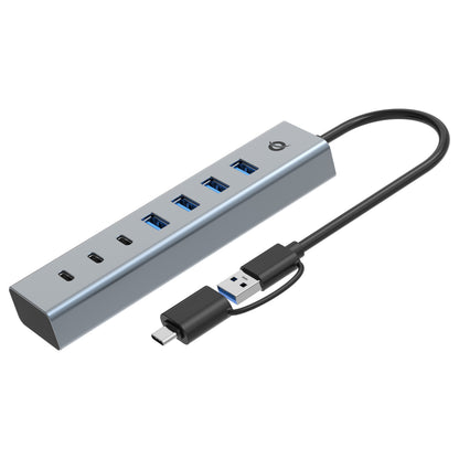 CONCEPTRONIC 7-Port Hub USB-A3.0/-C Adap.->4xA3.0+m.Netz. gr