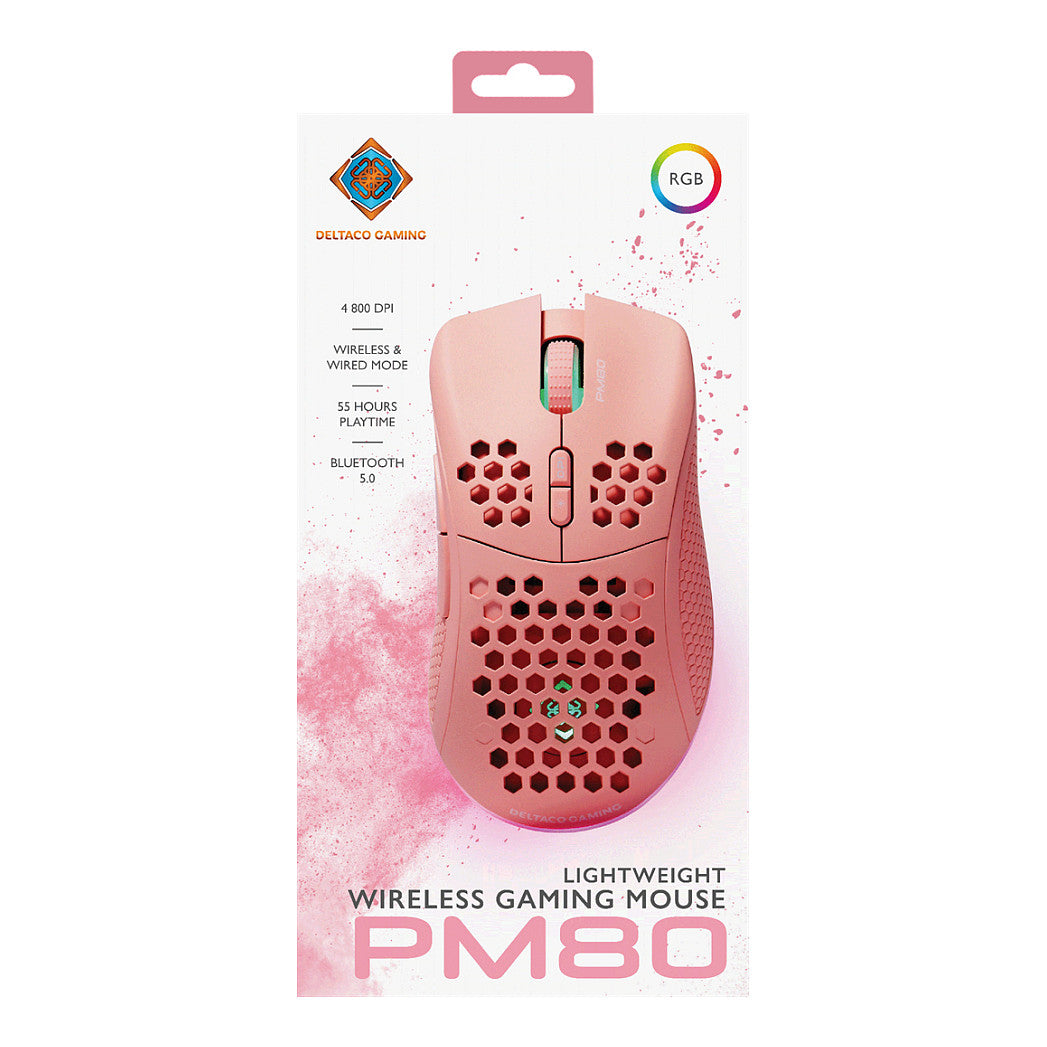 Deltaco Gaming Maus wireless, RGB pink