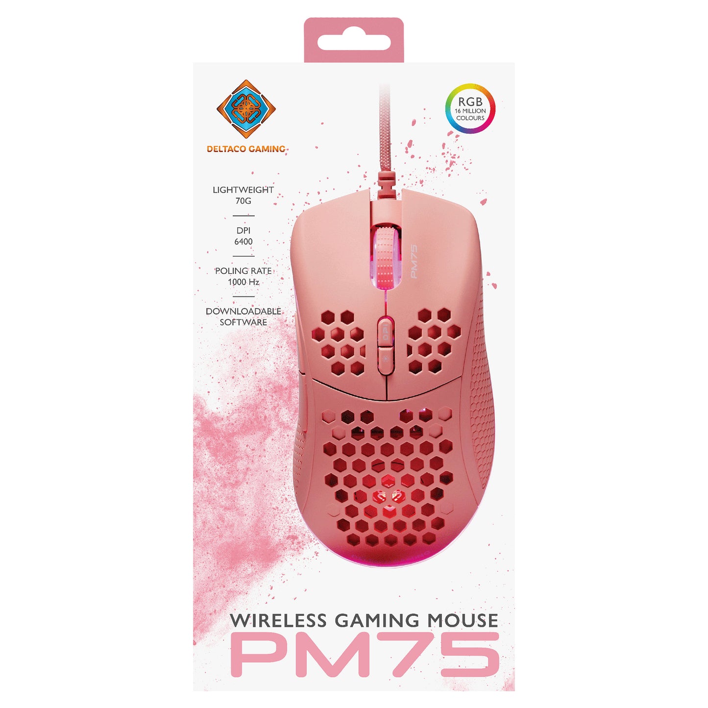Deltaco Gaming Maus USB, RGB pink