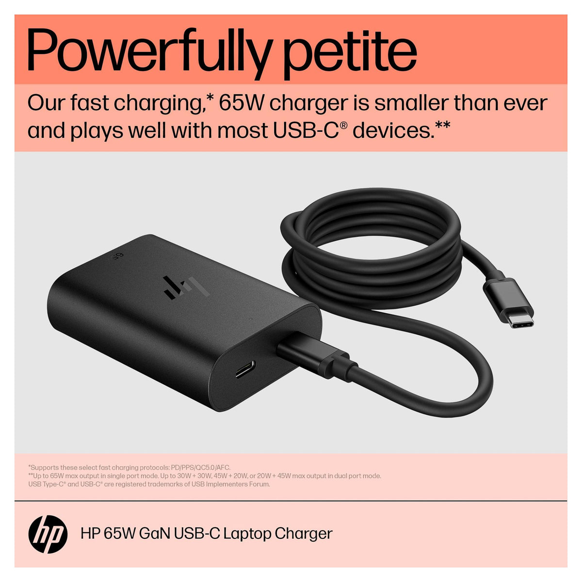 HP USB-C 65W GaN Laptop Charger EURO