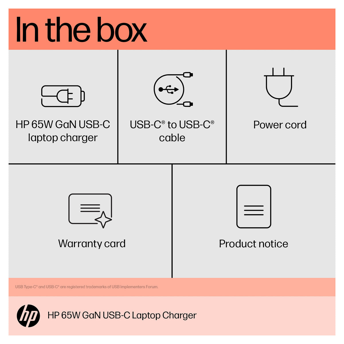 HP USB-C 65W GaN Laptop Charger EURO